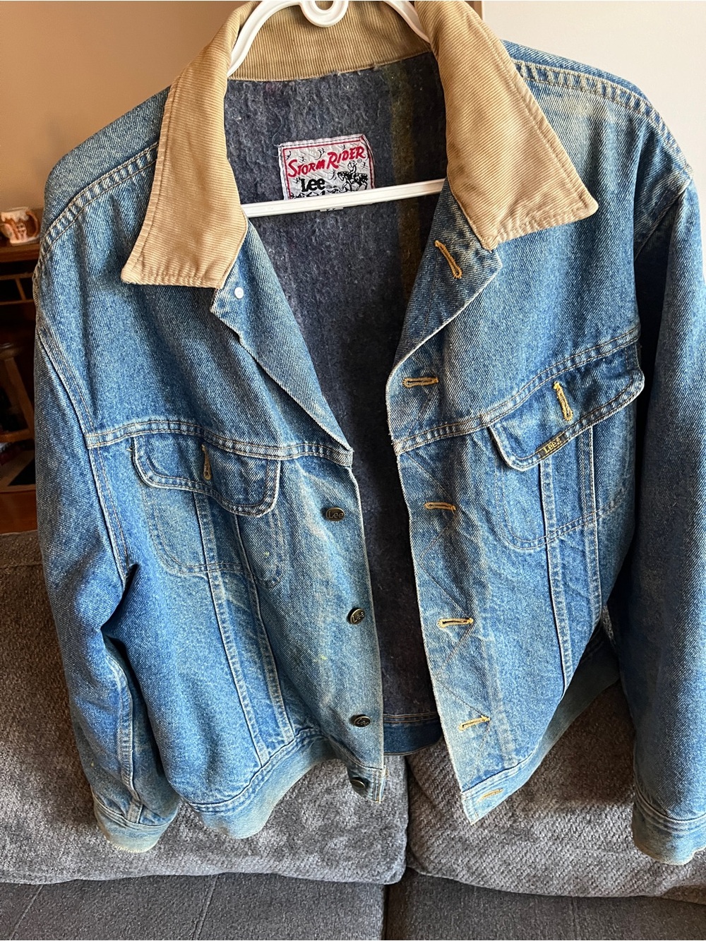 Riders by Lee Blue Denim Jacket with Tan Corduroy Collar